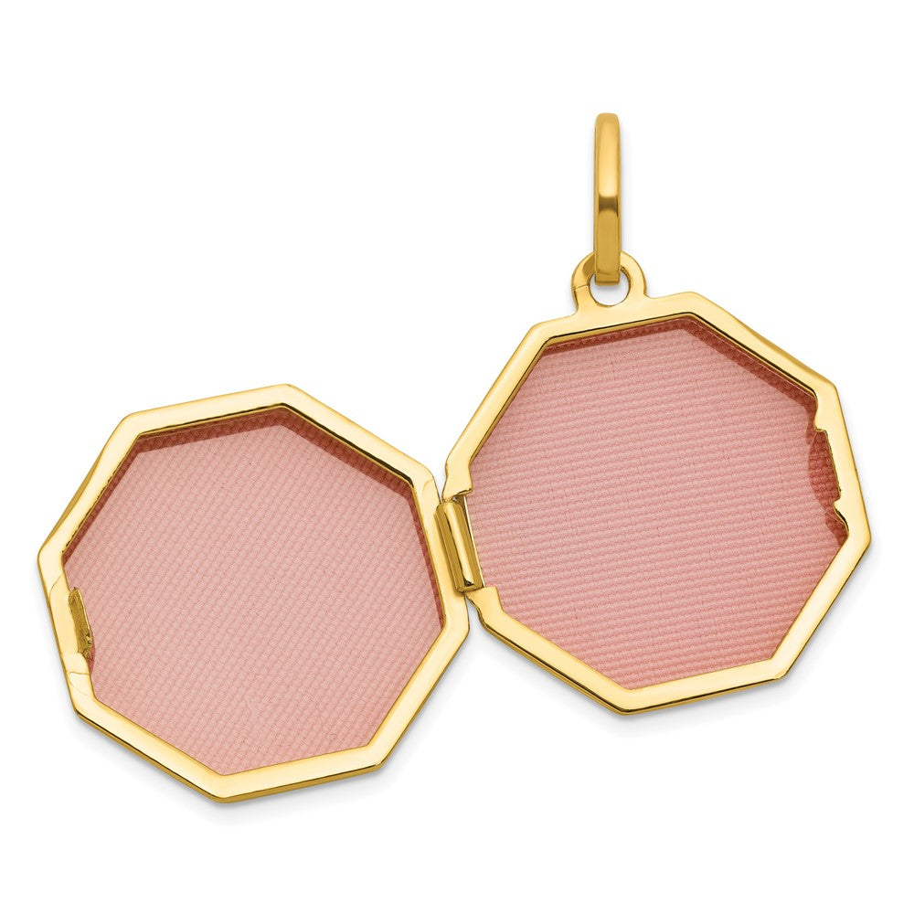 14k Diamond Polished With Star 18mm Octagon Shaped Locket
