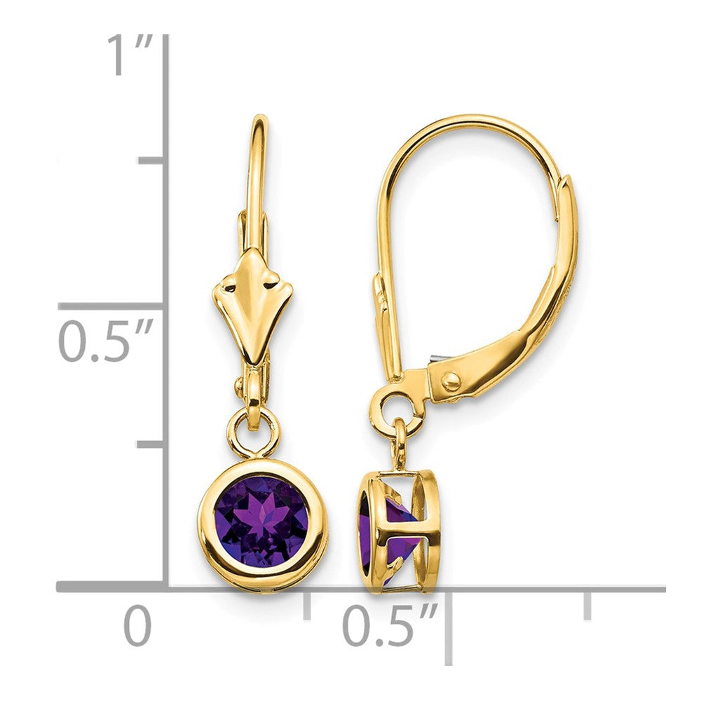 14k 5mm Amethyst Leverback Earring