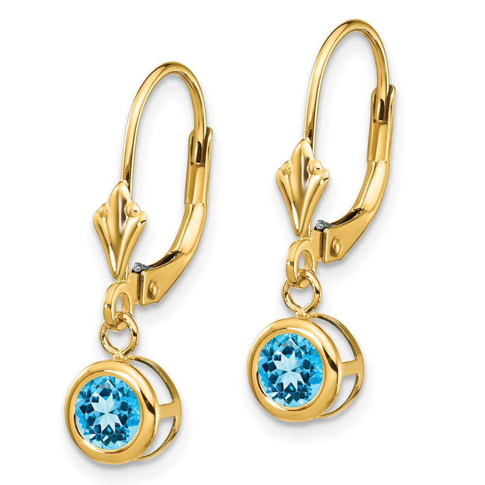 14k 5mm Blue Topaz Leverback Earring