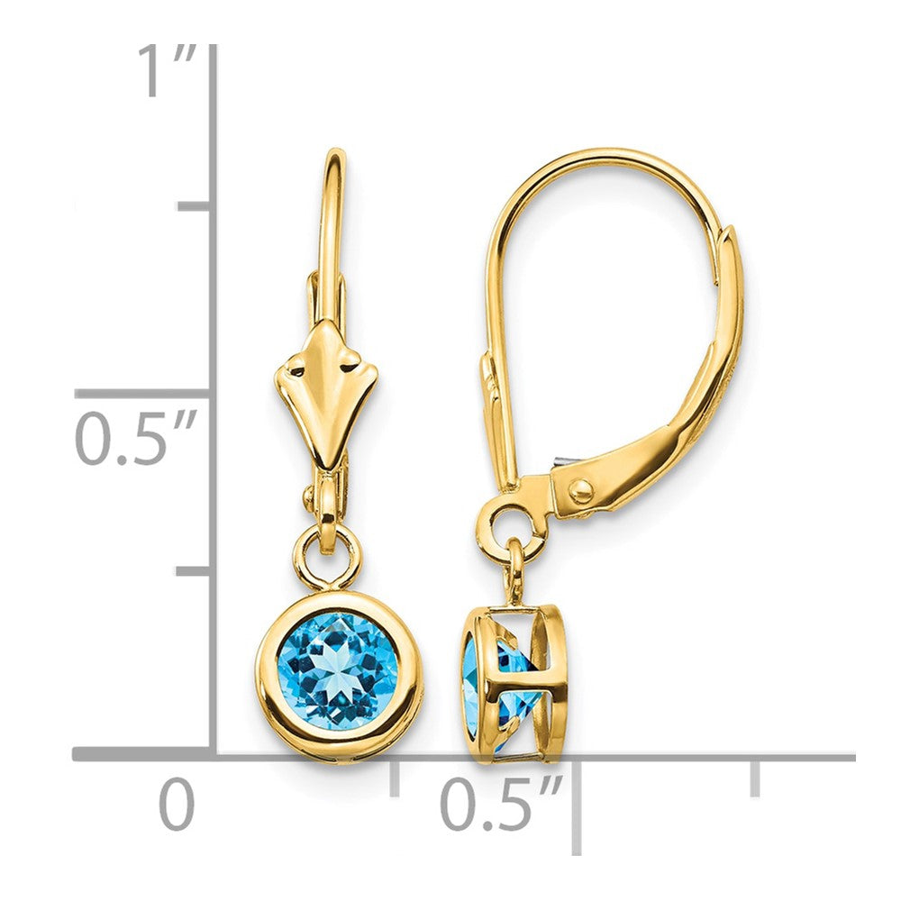 14k 5mm Blue Topaz Leverback Earring