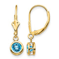 14k 5mm Blue Topaz Leverback Earring