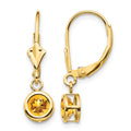 14k Citrine Round Leverback Earring