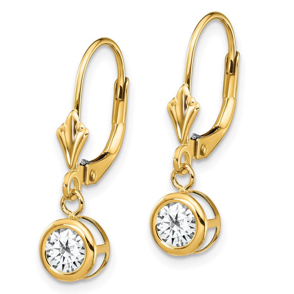 14k 5mm Cubic Zirconia Leverback Earrings