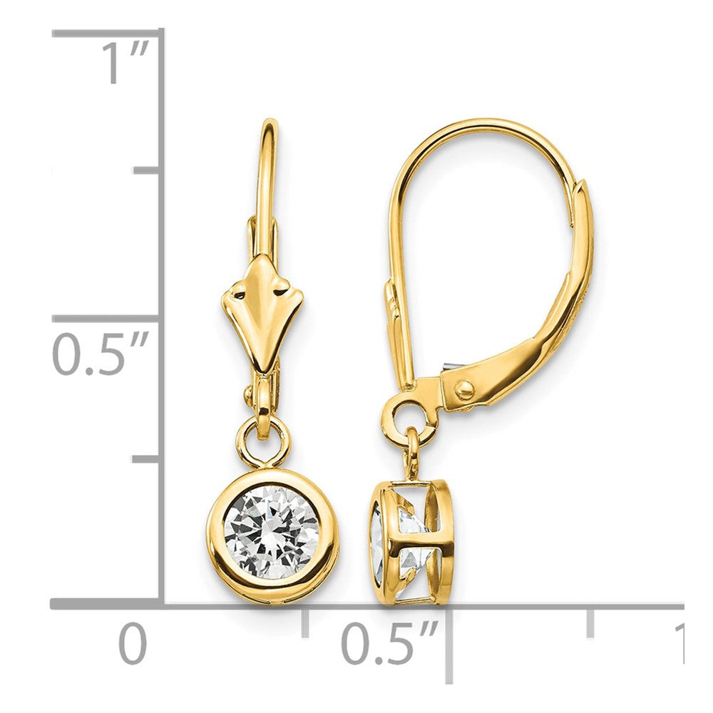 14k 5mm Cubic Zirconia Leverback Earrings
