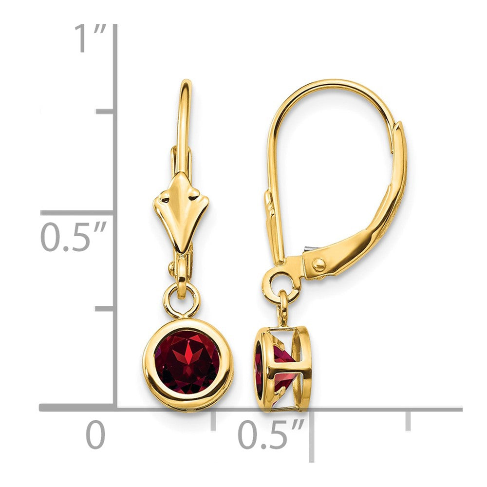 14k 5mm Garnet Leverback Earring