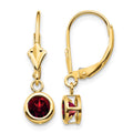 14k 5mm Garnet Leverback Earring
