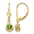 14k 5mm Peridot Leverback Earrings
