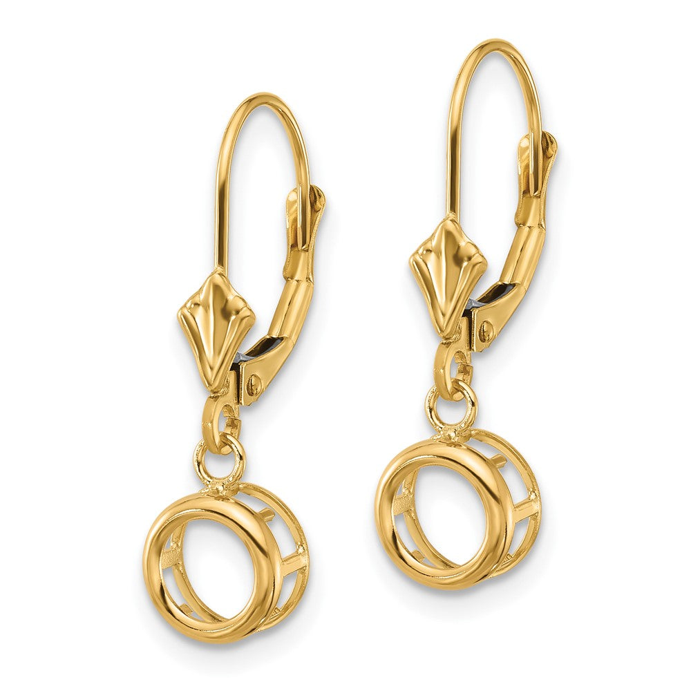 14k 6mm Round Leverback Earring Mountings