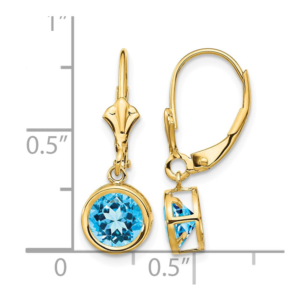 14k 6mm Blue Topaz Leverback Earrings
