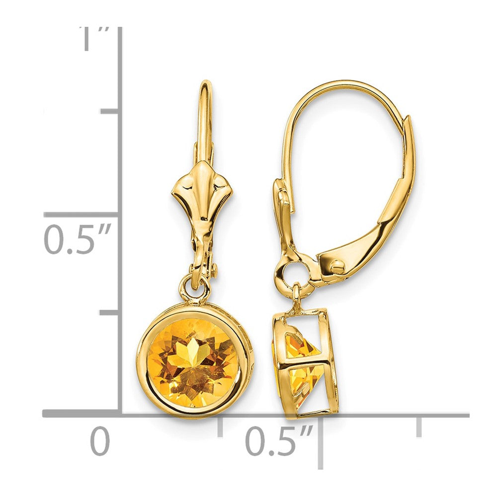 14k 6mm Citrine Leverback Earrings