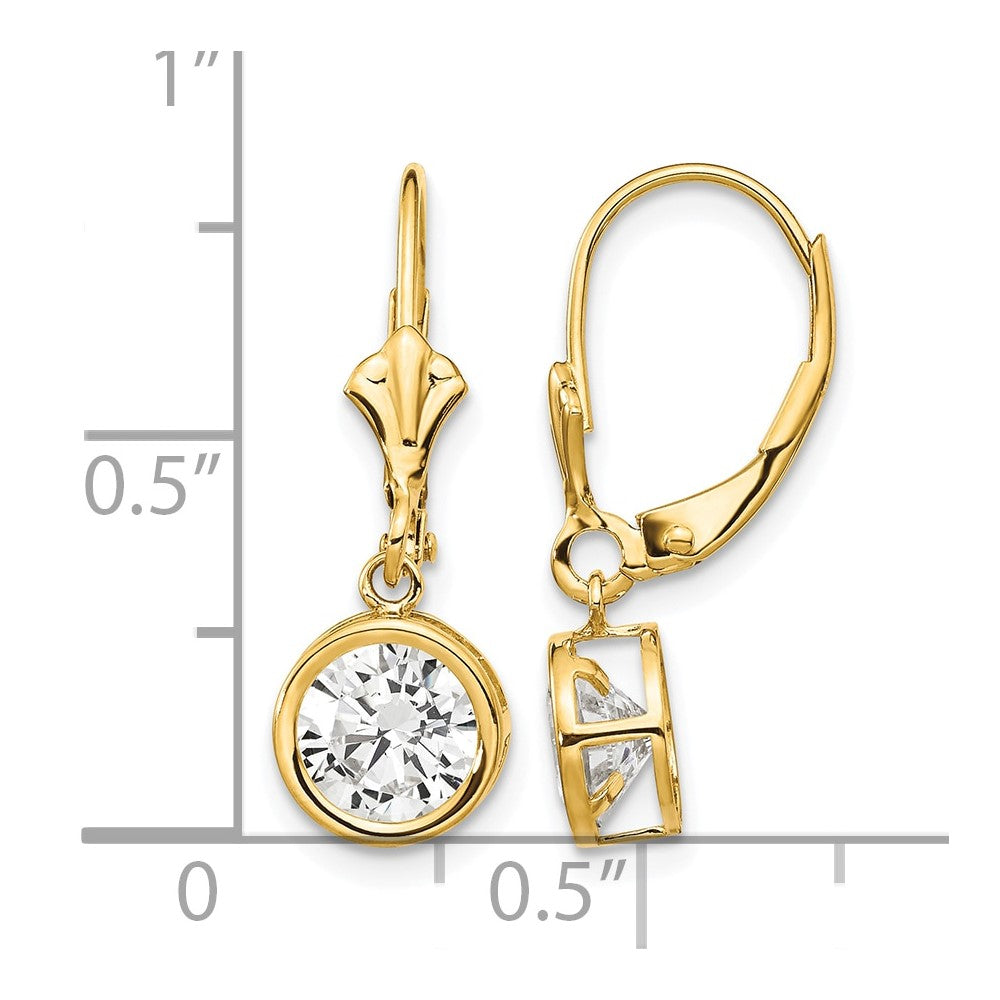 14k 6mm Cubic Zirconia Leverback Earrings