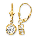 14k 6mm Cubic Zirconia Leverback Earrings