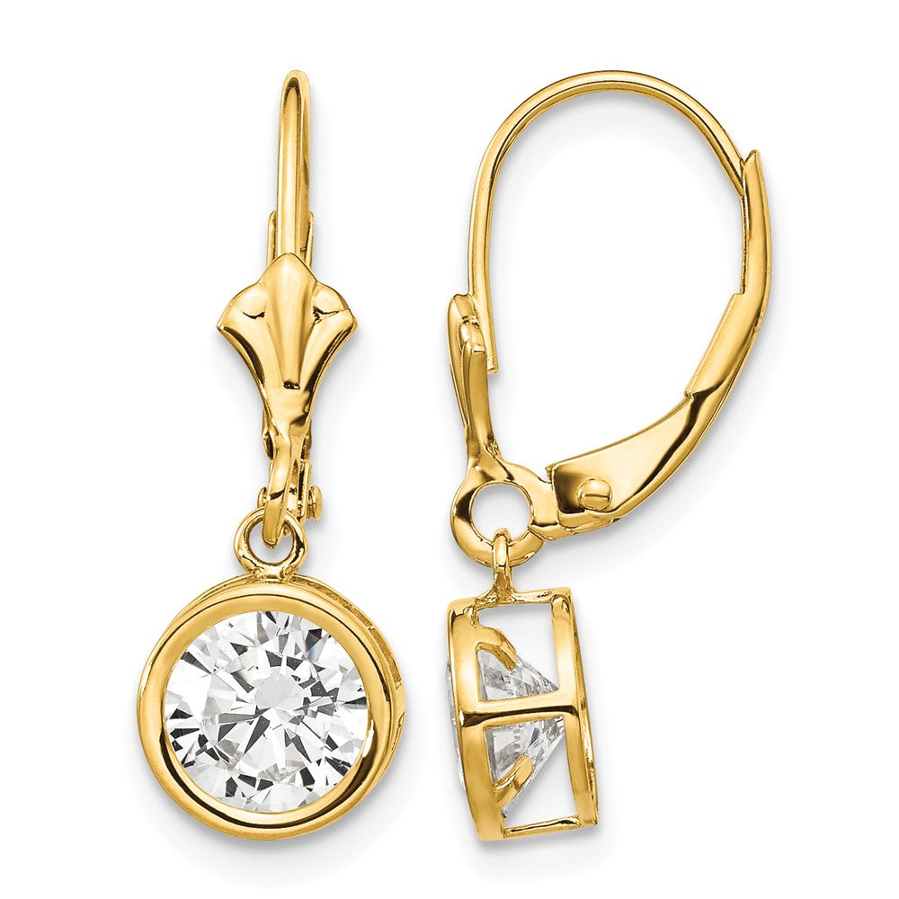 14k 6mm Cubic Zirconia Leverback Earrings
