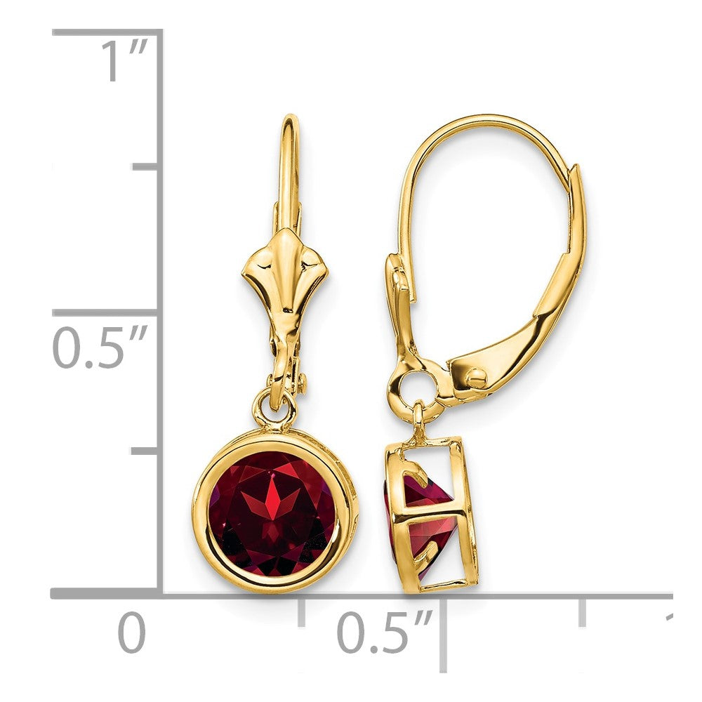 14k 6mm Garnet Leverback Earrings