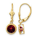14k 6mm Garnet Leverback Earrings