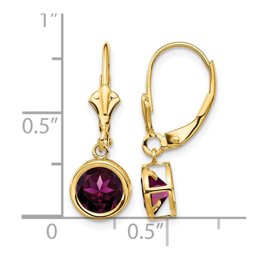 14k 6mm Rhodolite Garnet Leverback Earring