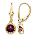 14k 6mm Rhodolite Garnet Leverback Earring