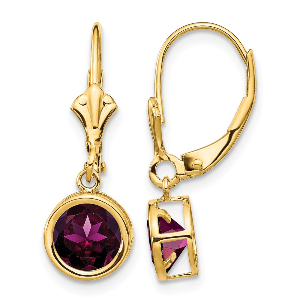 14k 6mm Rhodolite Garnet Leverback Earring