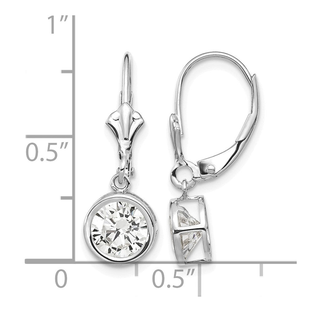 14k White Gold 6mm Cubic Zirconia Leverback Earrings
