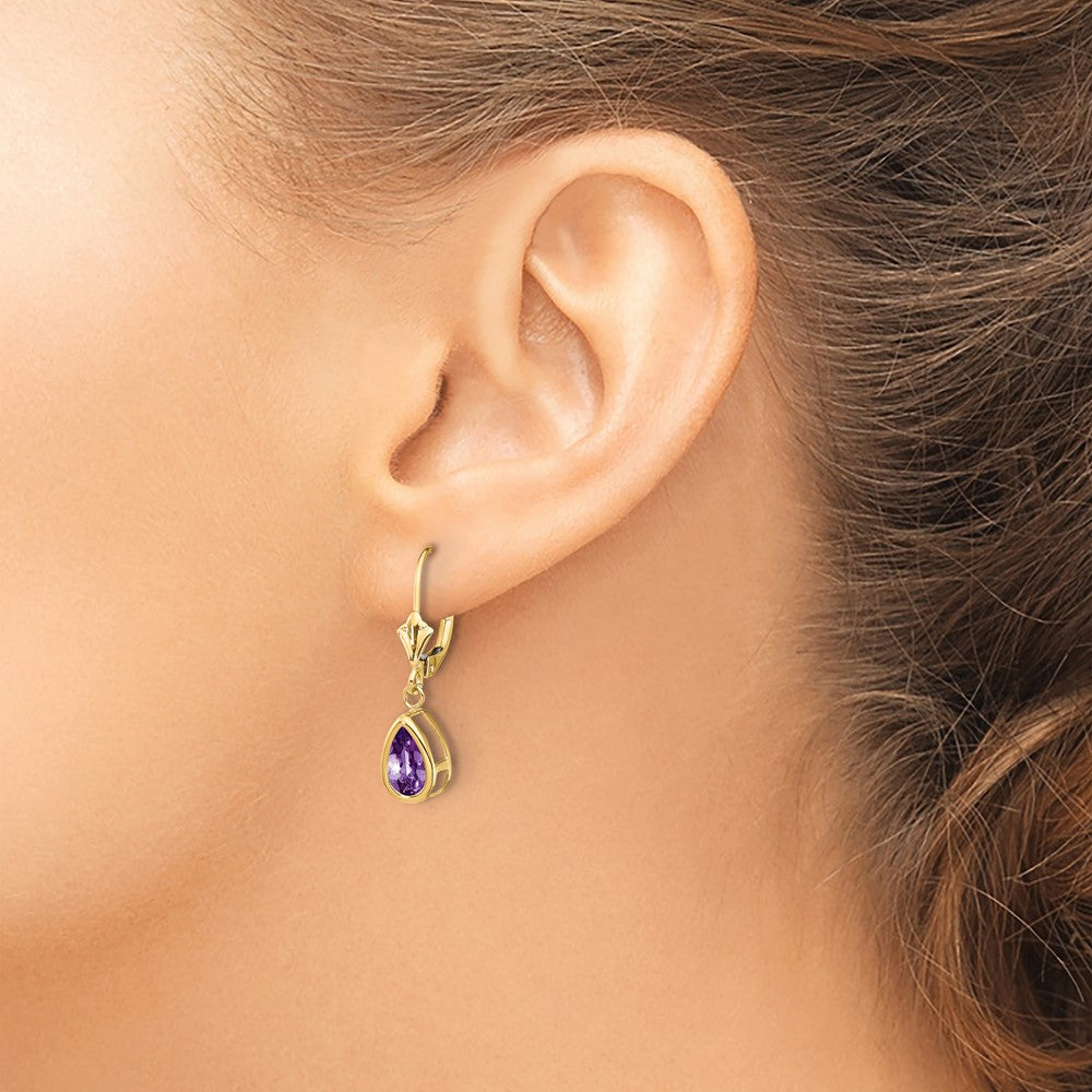 14k 8x5mm Amethyst Dangle Earrings
