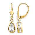 14k 8x5mm Pear Cubic Zirconia Leverback Earrings