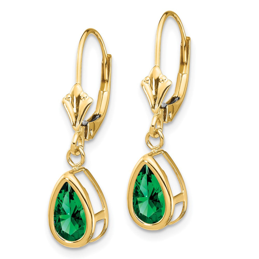 14k 8x5mm Pear Mount St. Helens Leverback Earrings