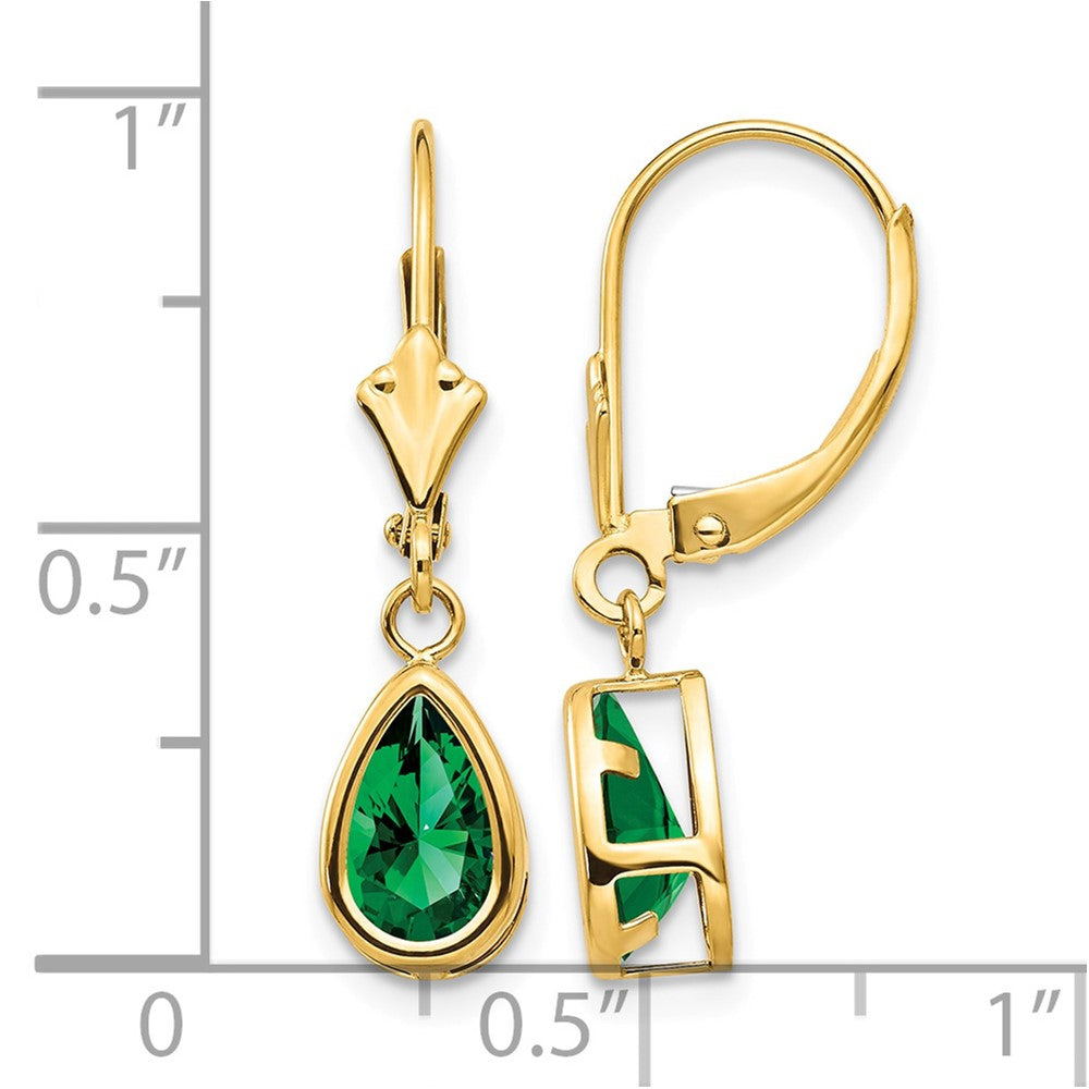 14k 8x5mm Pear Mount St. Helens Leverback Earrings