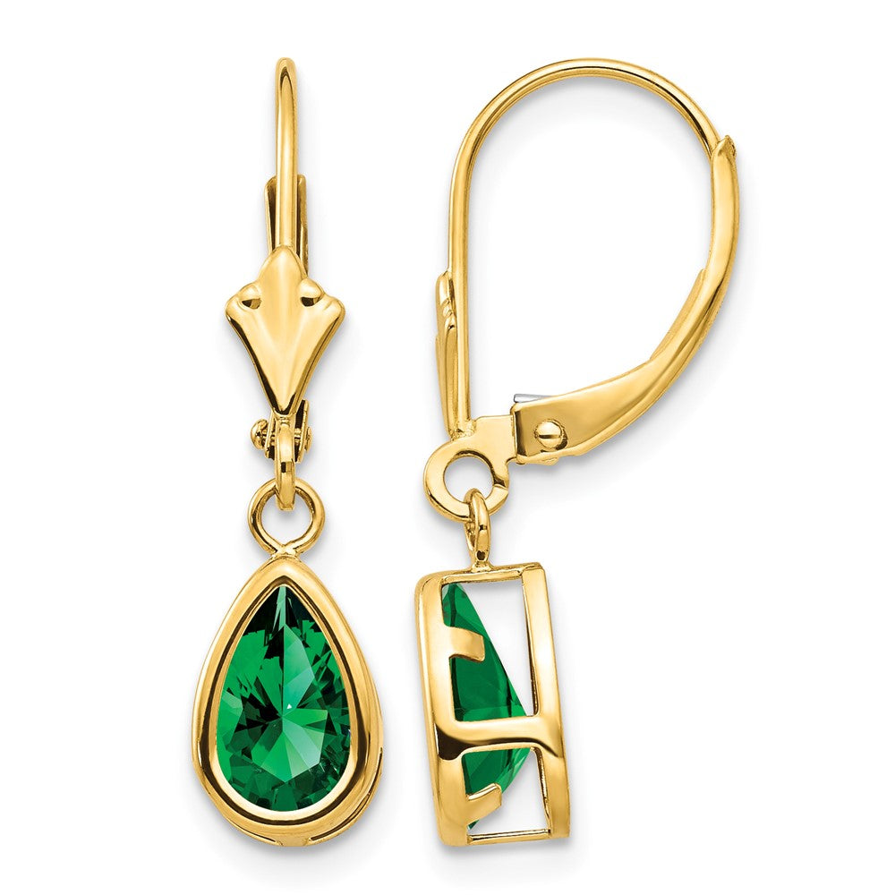 14k 8x5mm Pear Mount St. Helens Leverback Earrings