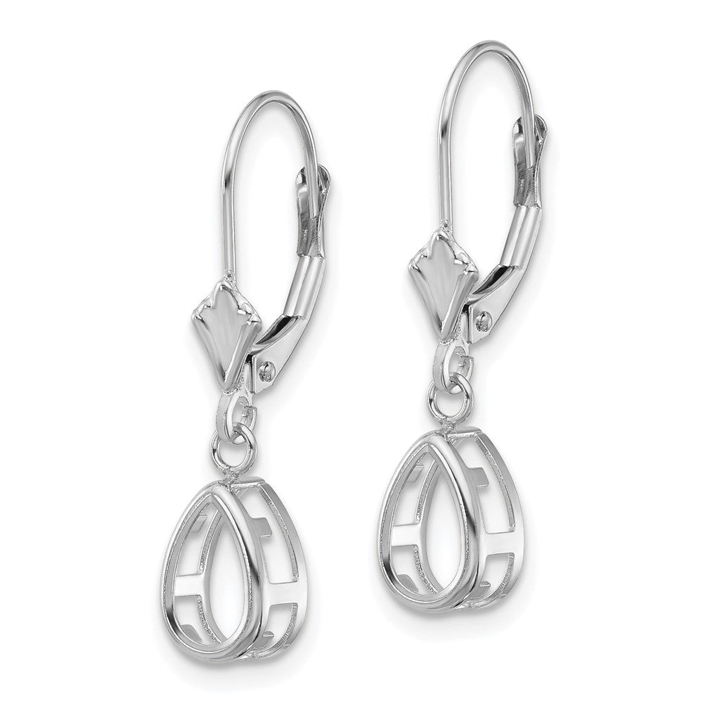 14k White Gold 8x5mm Pear Leverback Mountings