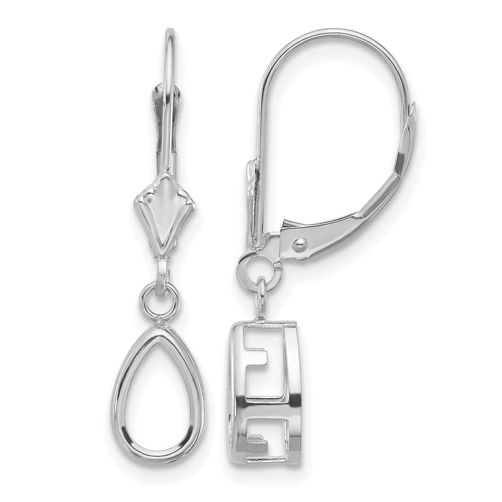 14k White Gold 8x5mm Pear Leverback Mountings