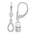 14k White Gold 8x5mm Pear Leverback Mountings