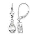 14k White Gold 8x5mm Pear Cubic Zirconia Leverback Earrings
