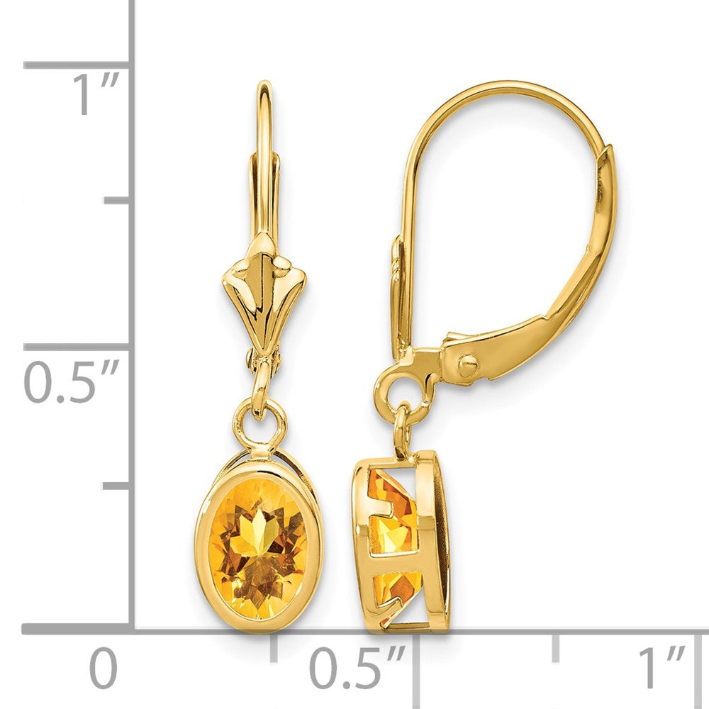 14k Citrine Oval Leverback Earrings