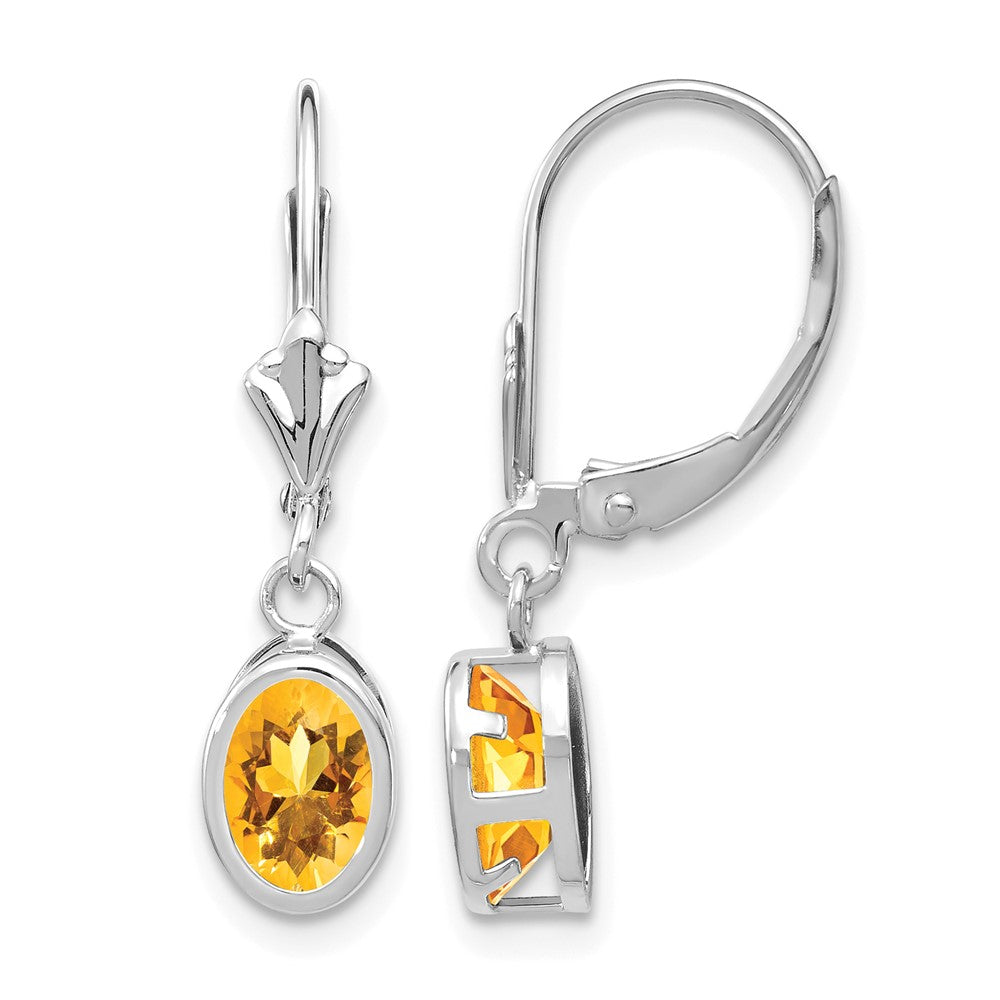 14kw Citrine Oval Leverback Earrings