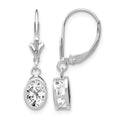14k White Gold 7x5mm Oval Cubic Zirconia Leverback Earrings