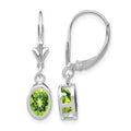 14k White Gold 7x5mm Oval Peridot Leverback Earrings