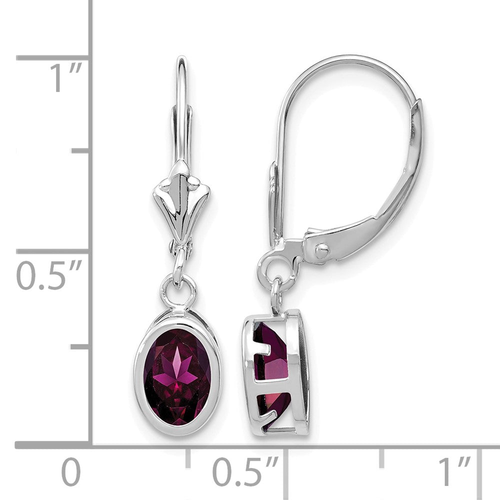 14kw Rhodolite Garnet Oval Leverback Earrings