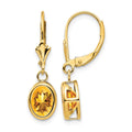 14k 8x6mm Oval Citrine Leverback Earrings