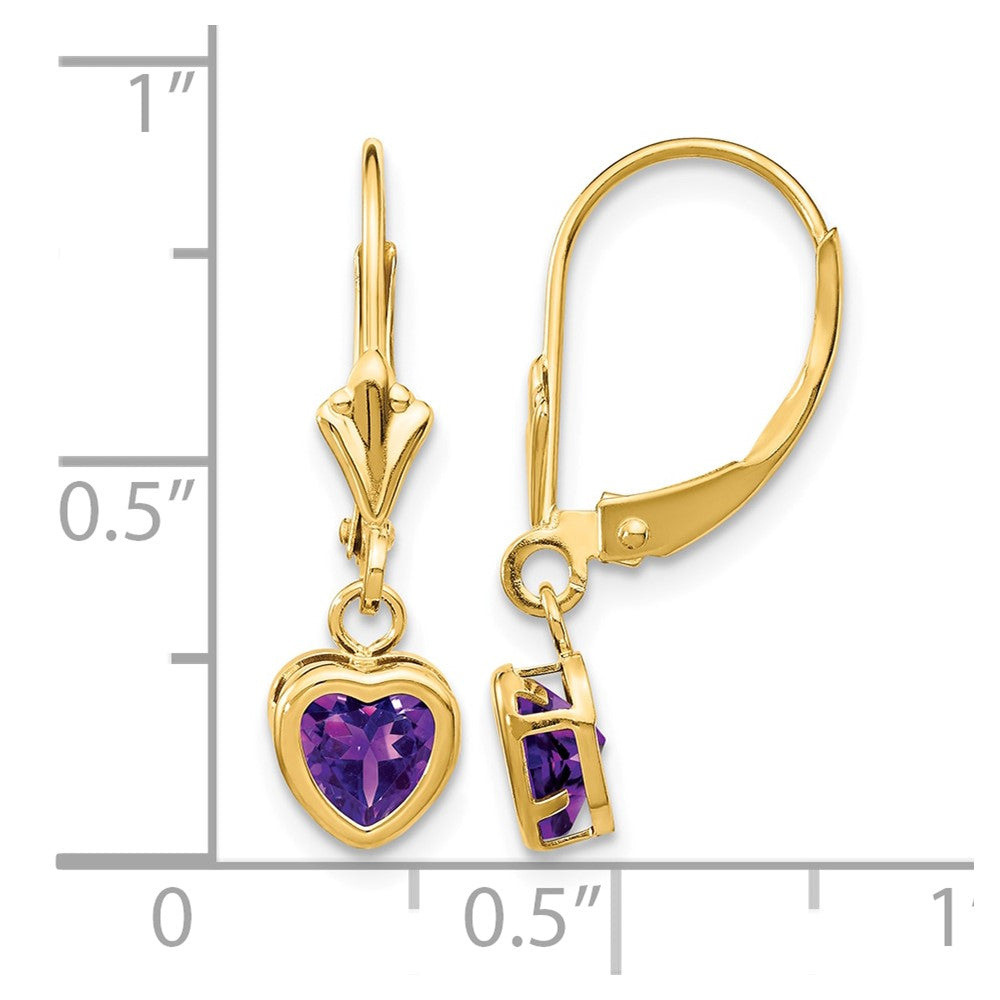 14k 5mm Heart Amethyst Earrings
