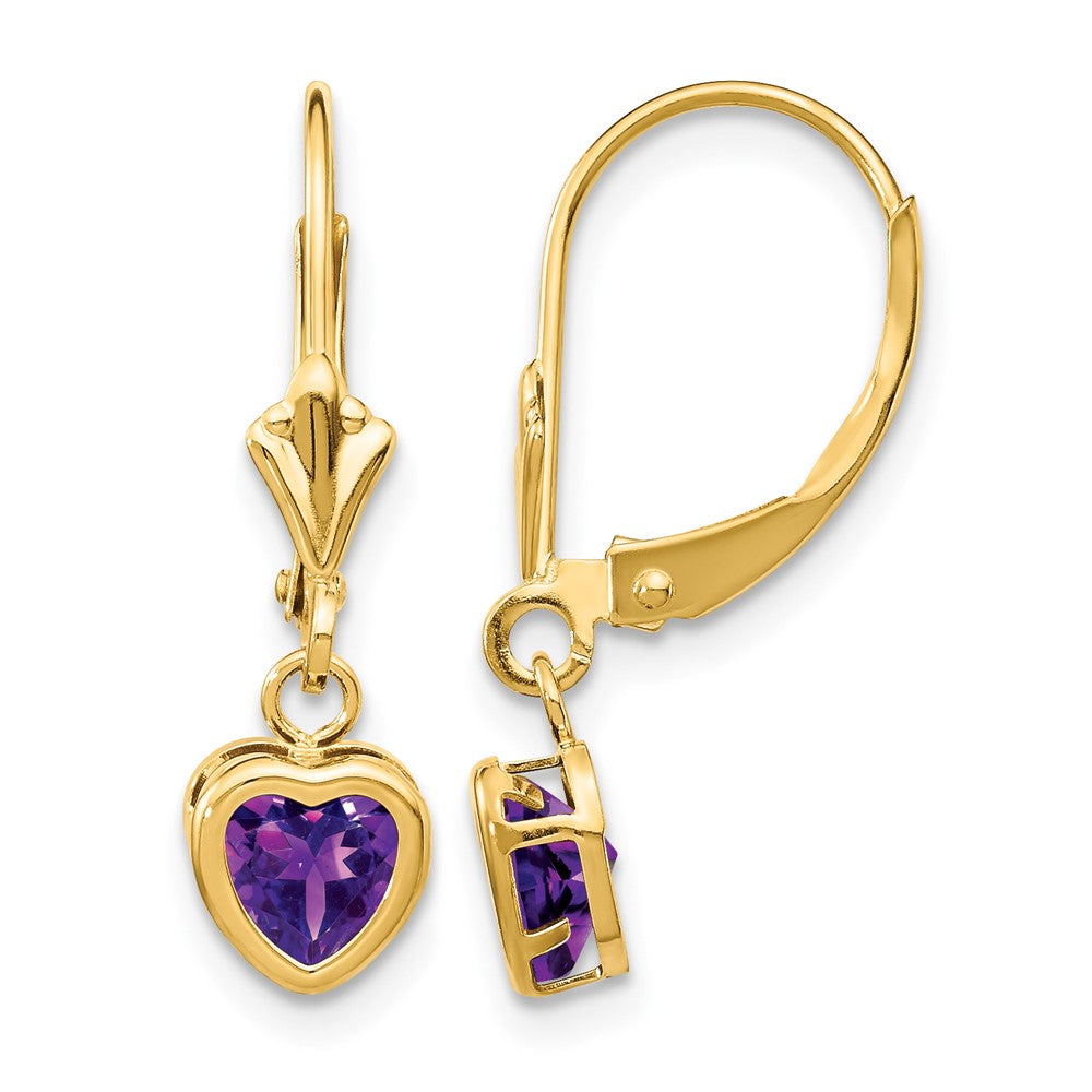 14k 5mm Heart Amethyst Earrings