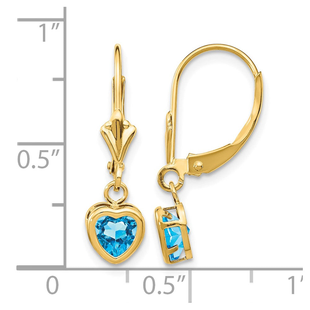 14k 5mm Heart Blue Topaz Earrings