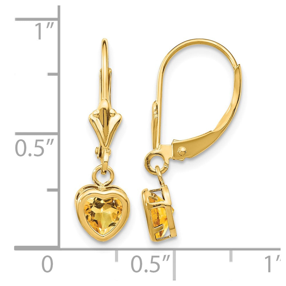 14k 5mm Heart Citrine Earrings