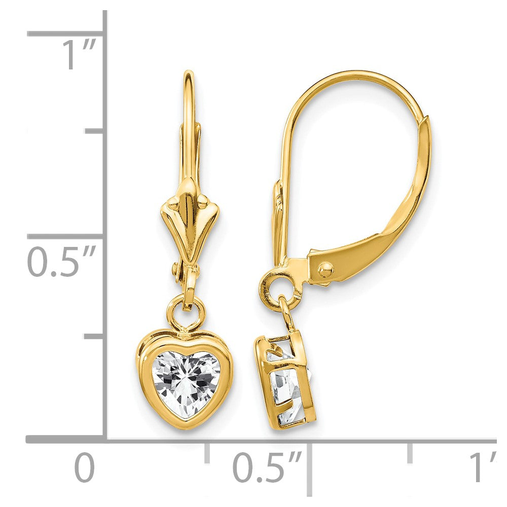 14k 5mm Heart Cubic Zirconia Earrings