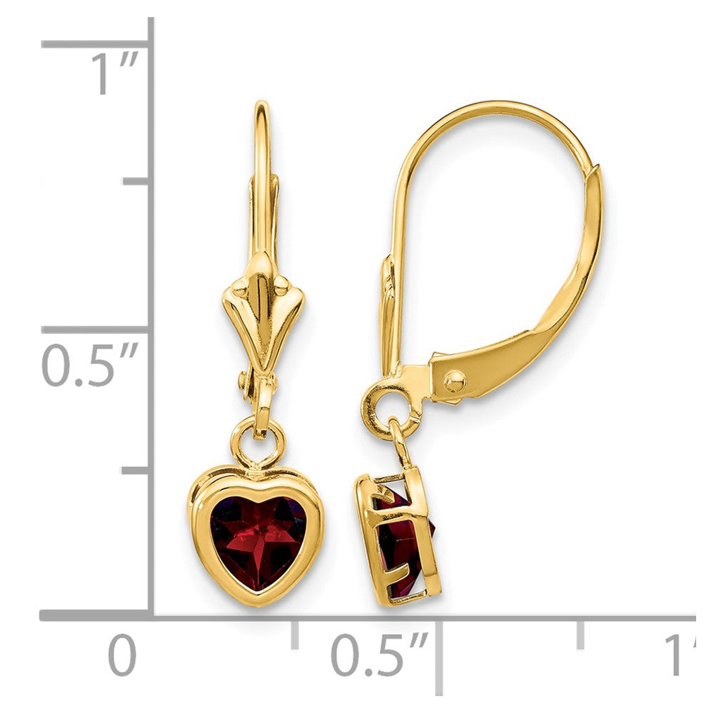 14k 5mm Heart Garnet Earrings