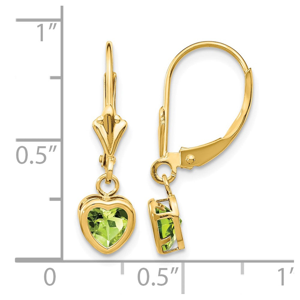 14k 5mm Heart Peridot Earrings