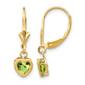 14k 5mm Heart Peridot Earrings
