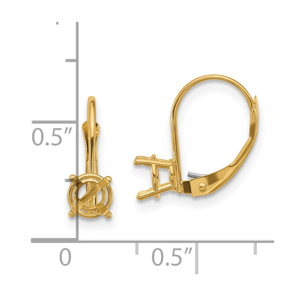 14k 5mm Round Leverback Earring Mounting