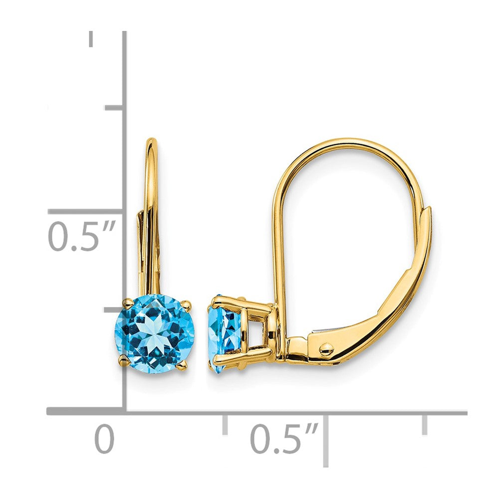 14k 5mm Blue Topaz Leverback Earrings