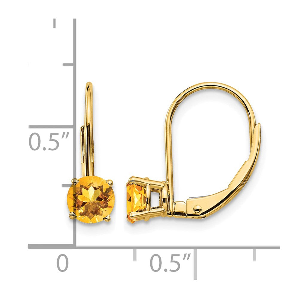 14k 5mm Citrine Leverback Earrings