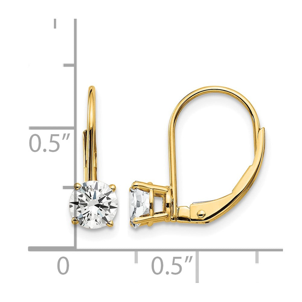 14k 5mm Cubic Zirconia Leverback Earrings